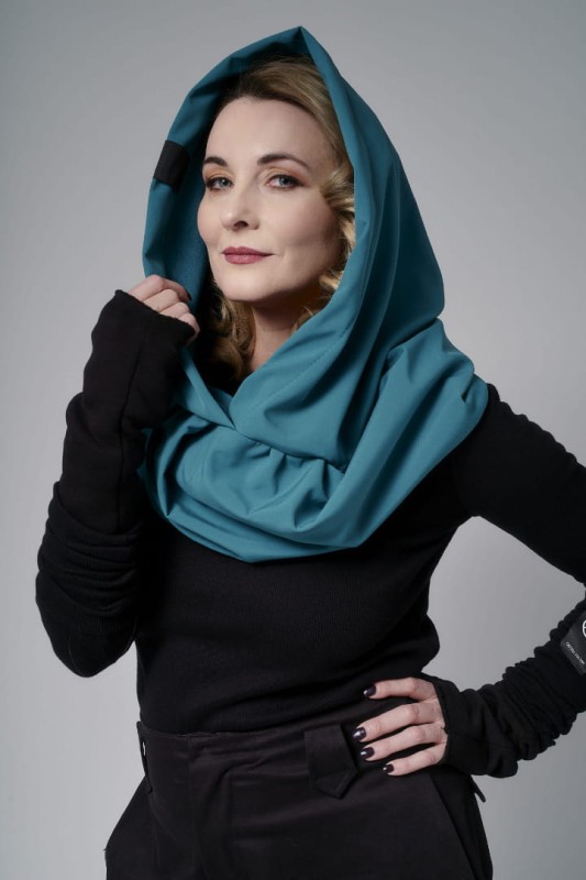 Przeciwdeszczowy Komin z Kapturem Damski Morska Zieleń