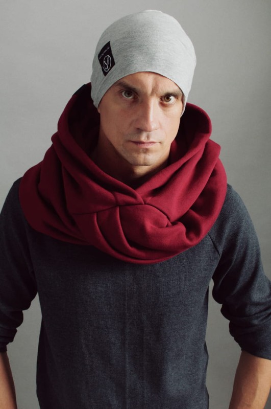 Męski kaptur bordo Hultaj Polski na chłodne dni