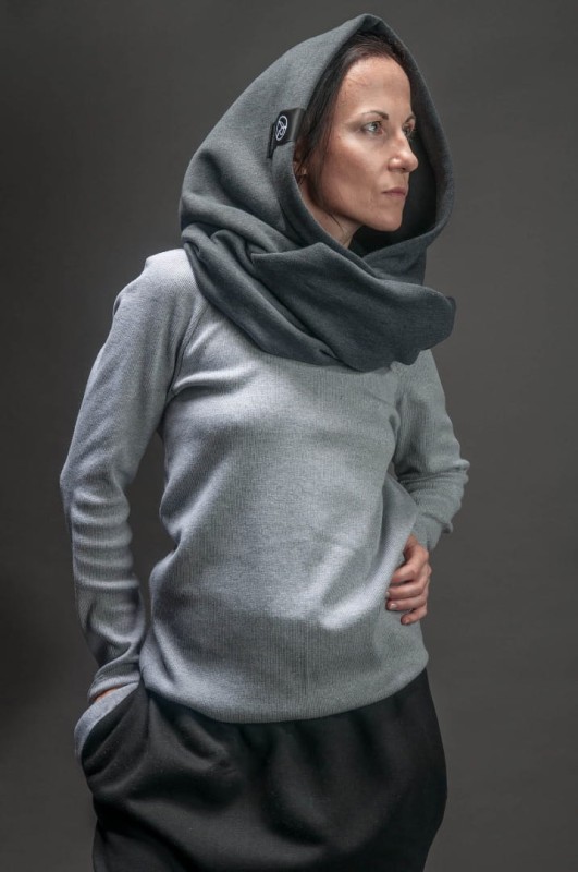 Komin z Kapturem w kolorze Grafitowym damski