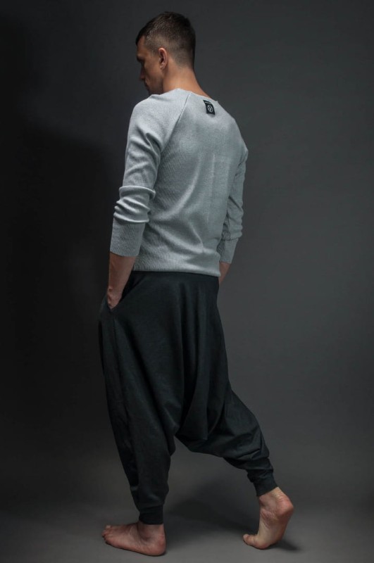 Spodnie Haremki z kieszeniami męskie ciemnoszare