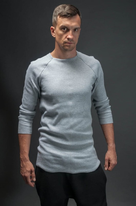 Longsleeve streetwear jasnoszary męski z długim rękawem