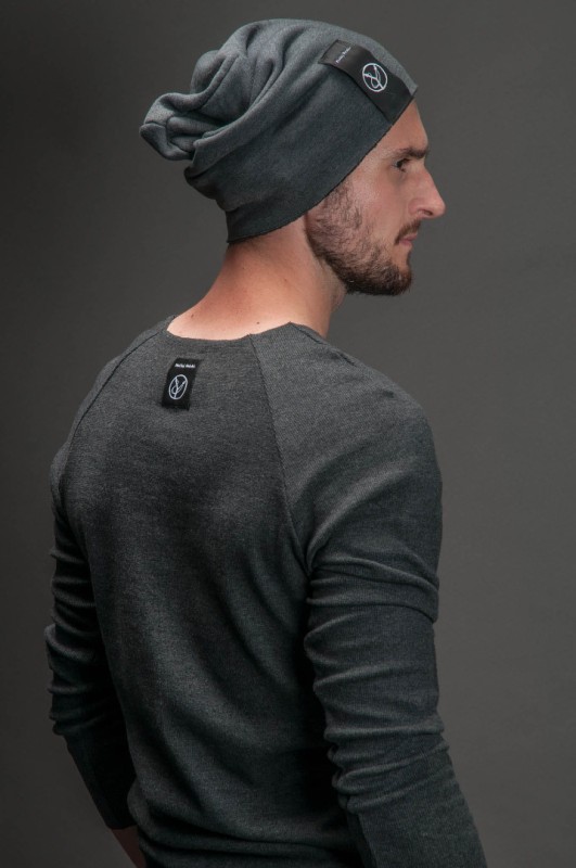 Czapka Beanie męska ciemnoszara