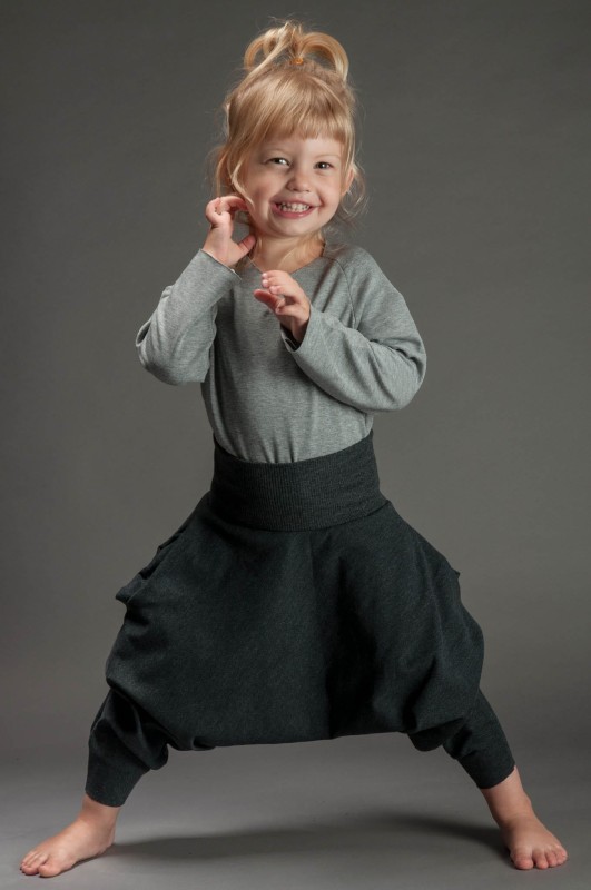 Spodnie Haremki z kieszeniami dziecięce ciemnoszare