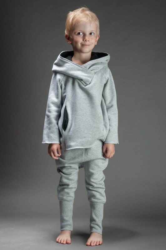 Bluza bokserska dziecięca szara z czernią