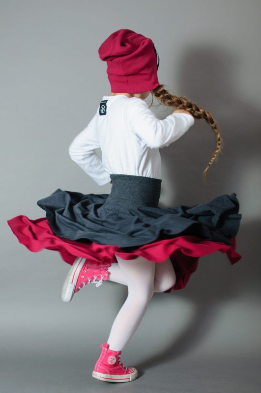 Spódnica podwójnie spieniona dziecięca amarant