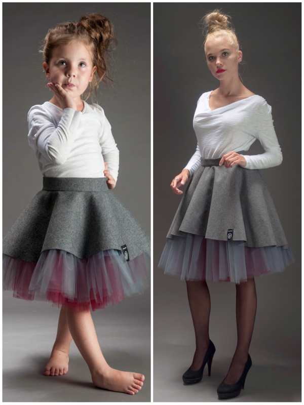 Spódnica Wzburzona Bordo Komplet