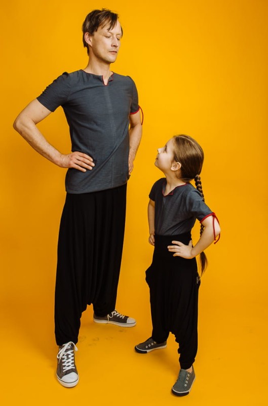 Haremki Czarne Komplet Tata/Dziecko