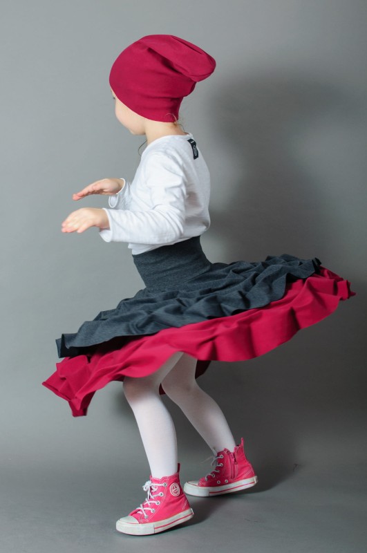 Spódnica podwójnie spieniona dziecięca amarant