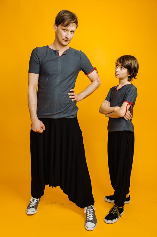 Haremki Czarne Komplet Tata/Dziecko