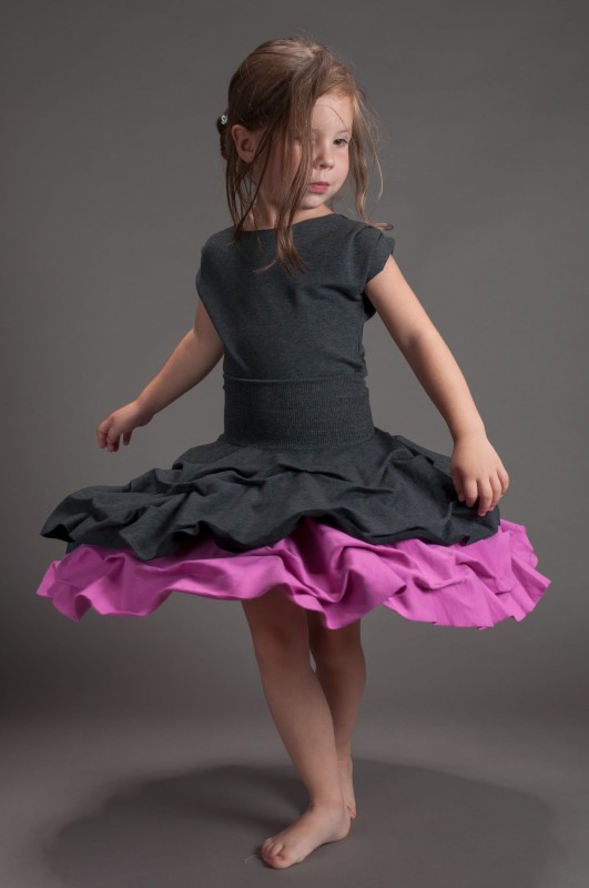 Spódnica podwójnie spieniona dziecięca orchidea 