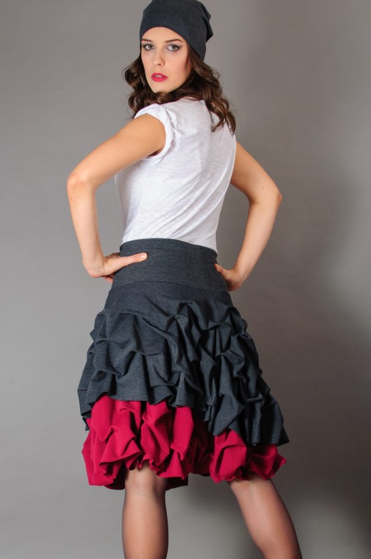 Spódnica podwójnie spieniona damska mini amarant