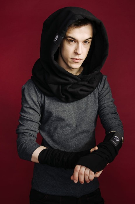 Szalokaptur Czarny Męski z szerokim kapturem w streetwearowym stylu