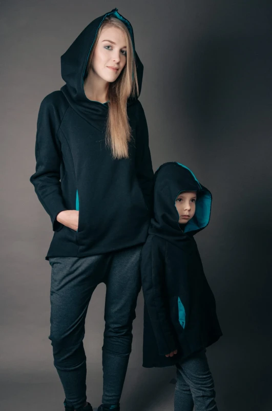 Bluza bokserska damska czarna z turkusem