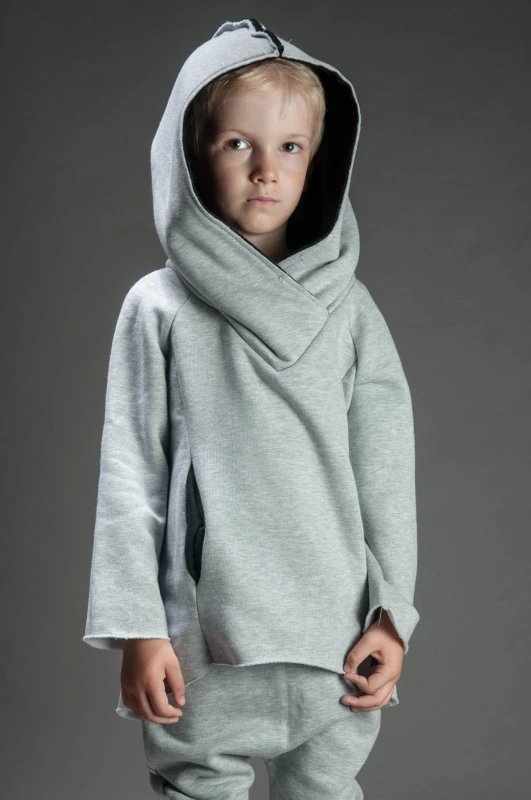 Bluza bokserska dziecięca szara z czernią