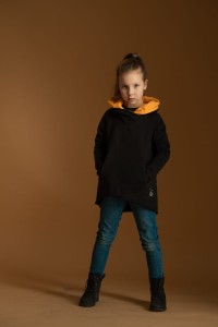 Bluza Bokserska Czarna z mandarynką Komplet Mama/Dziecko