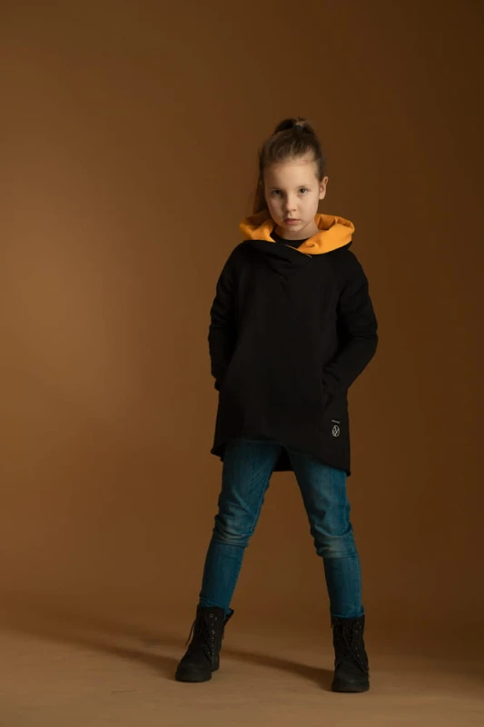 Bluza Bokserska Czarna z mandarynką Komplet Mama/Dziecko
