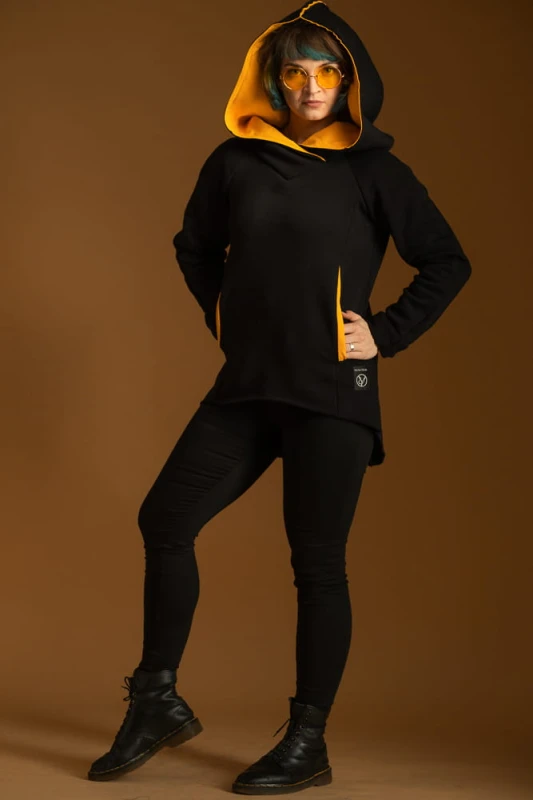 Bluza Bokserska Czarna z mandarynką Komplet Mama/Dziecko