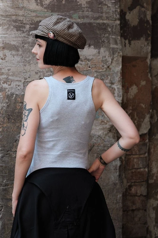 Szary Tanktop Damski ze ściągacza bawełnianego polskiej produkcji