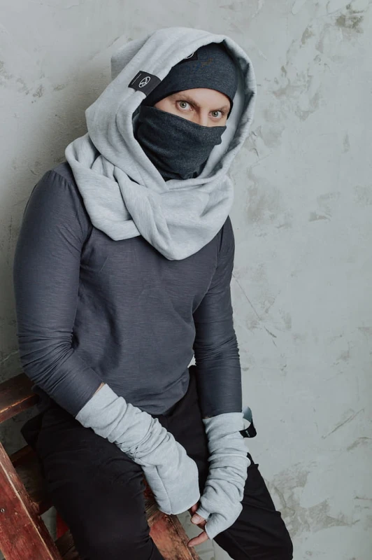 Incognito - Kaptur męski megajasny z golfem ciemnym