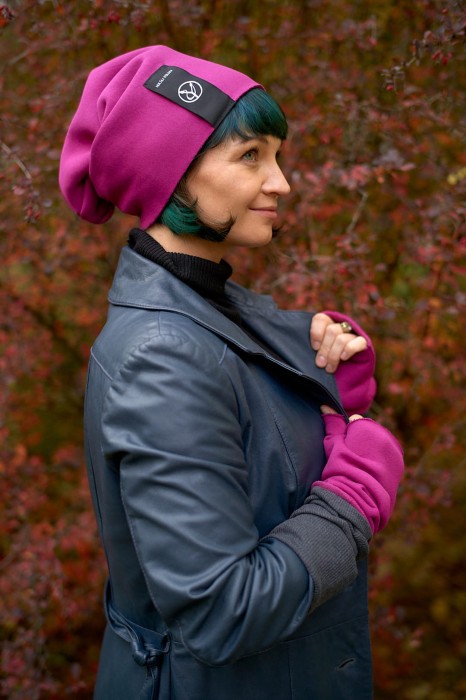 Dzianinowa Czapka Beanie w kolorze fuksji