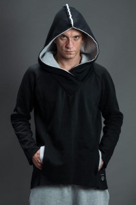 Męskie hoodie czarny w bokserskim stylu – Hultaj Polski