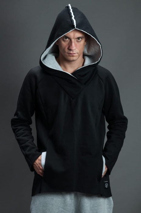 Męskie hoodie czarny w bokserskim stylu – Hultaj Polski
