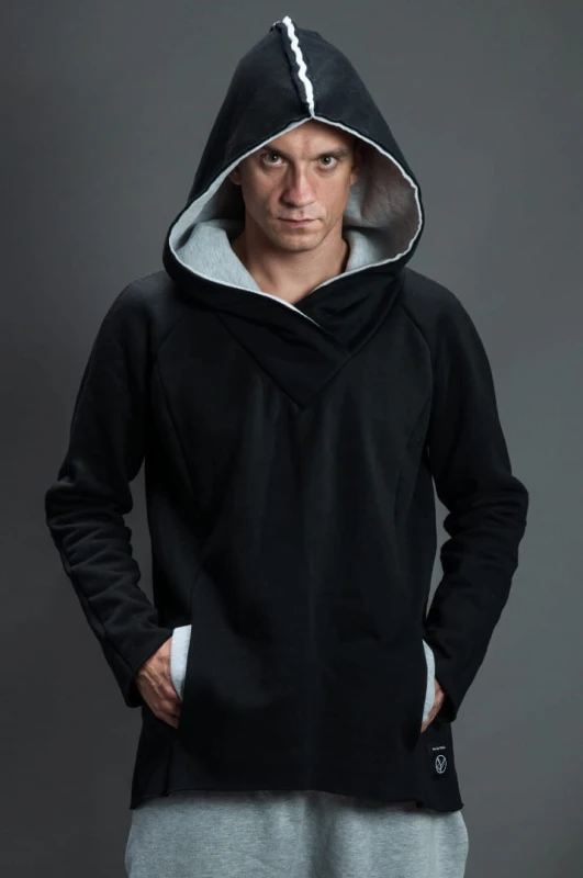 Męskie hoodie czarny w bokserskim stylu – Hultaj Polski