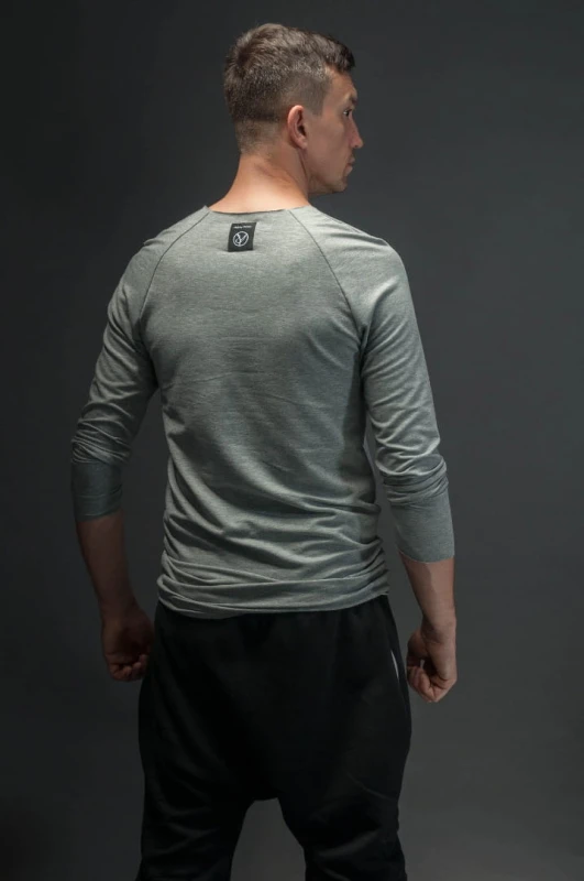 Longsleeve minimalistyczny jasnoszary męski na co dzień
