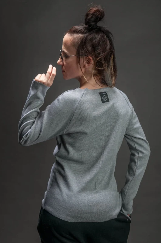 Longsleeve streetwear jasnoszary damski z długim rękawem