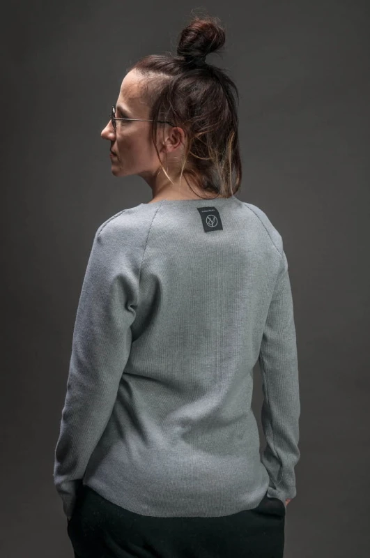 Longsleeve streetwear jasnoszary damski z długim rękawem