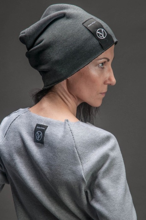 Czapka slouchy beanie grafit damska