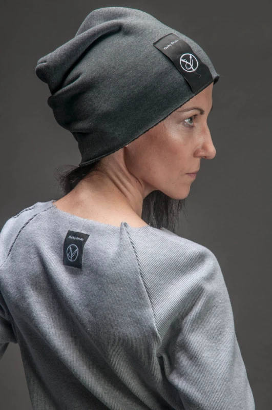 Czapka slouchy beanie grafit damska