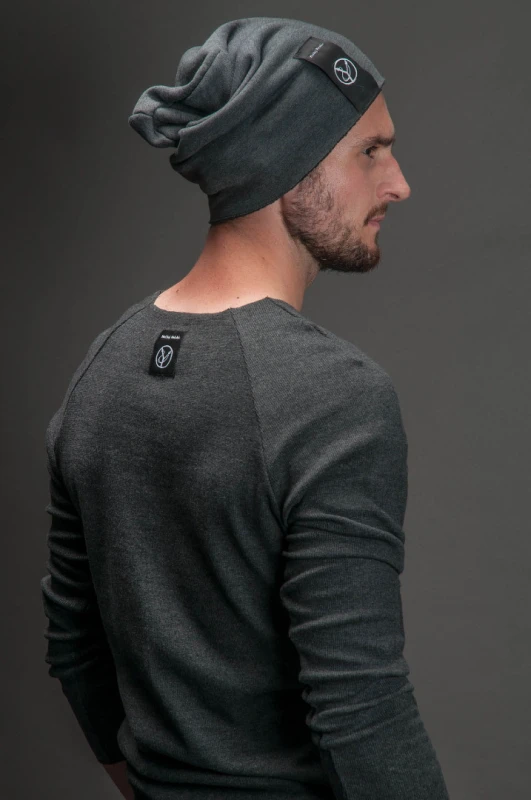 Czapka Beanie męska ciemnoszara