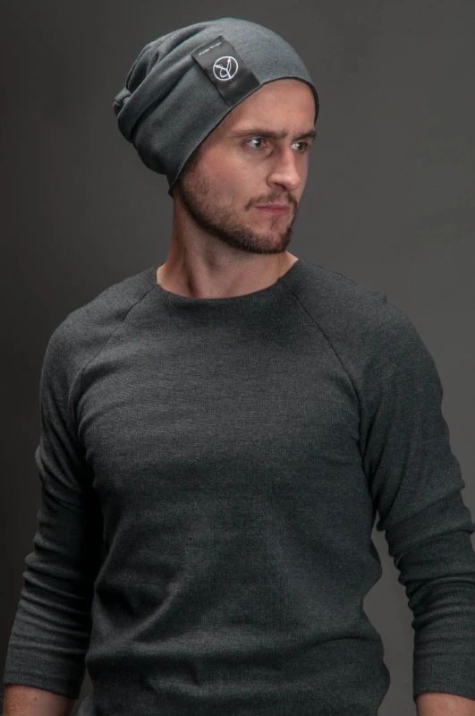Grafitowa czapka Beanie Męska