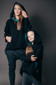 Bluza bokserska dziecięca czarna z turkusem