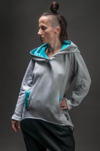Bluza bokserska damska szara z turkusem